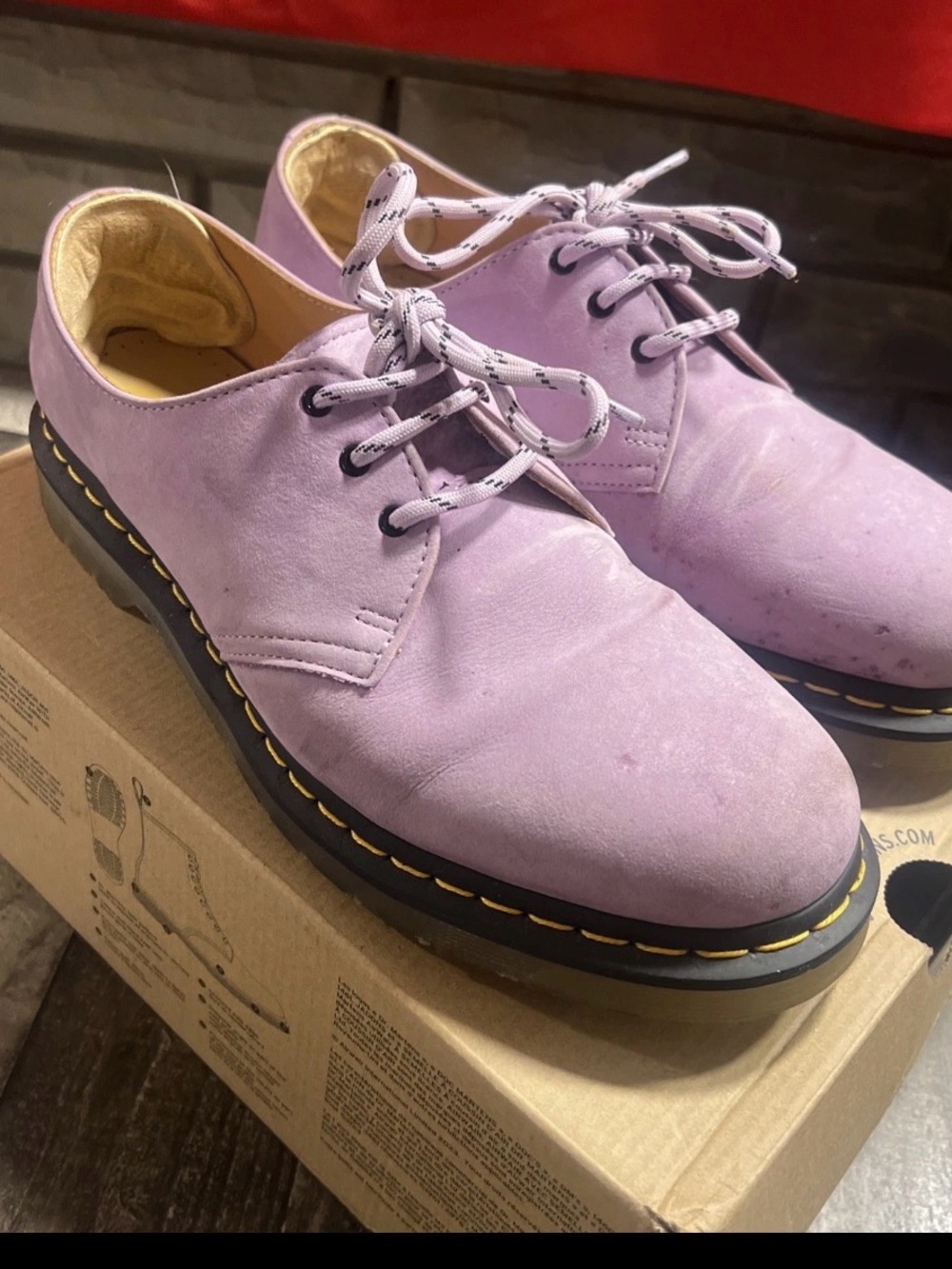 Dr. Martens Lavender Suede 3-Eye Derby Shoes - Picture 2 of 5